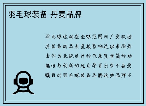 羽毛球装备 丹麦品牌